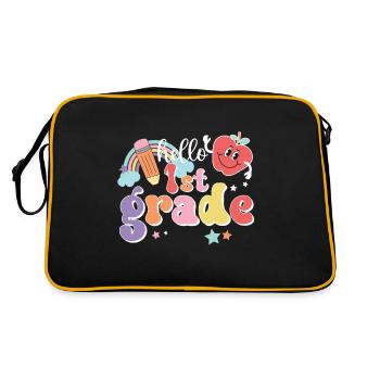 Hello 1st Grade Back To School First Day - Retro Bag - black/gold - Back
