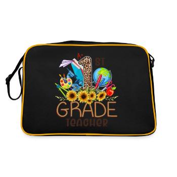 Hello 1st Grade Back To School First Day - Retro Bag - black/gold - Back