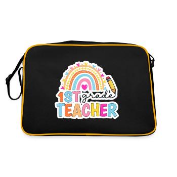 Hello 1st Grade Back To School First Day - Retro Bag - black/gold - Back