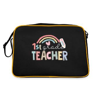 Hello 1st Grade Back To School First Day - Retro Bag - black/gold - Back