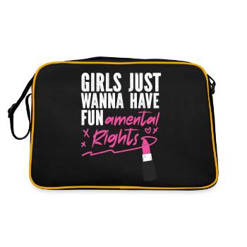 Feminist Lipstick Girls Just Wanna - Retro Tasche - Schwarz/Gold - Hinten