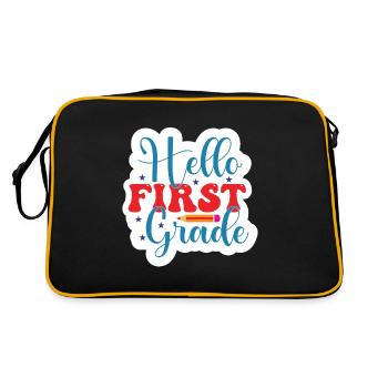 Hello 1st Grade Back To School First Day - Retro Bag - black/gold - Back