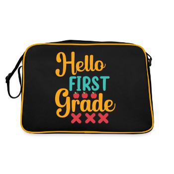 Hello 1st Grade Back To School First Day - Retro Bag - black/gold - Back