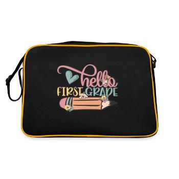 Hello 1st Grade Back To School First Day - Retro Bag - black/gold - Back