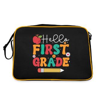 Hello 1st Grade Back To School First Day - Retro Bag - black/gold - Back