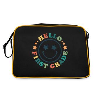 Hello 1st Grade Back To School First Day - Retro Bag - black/gold - Back