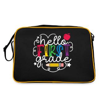 Hello 1st Grade Back To School First Day - Retro Bag - black/gold - Back