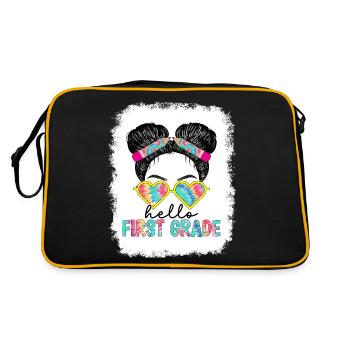 Hello 1st Grade Back To School First Day - Retro Bag - black/gold - Back