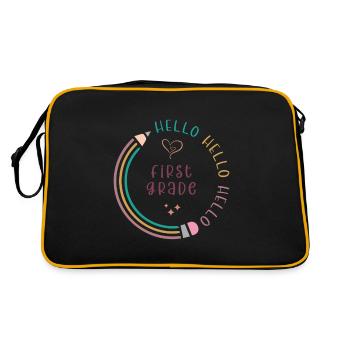 Hello 1st Grade Back To School First Day - Retro Bag - black/gold - Back