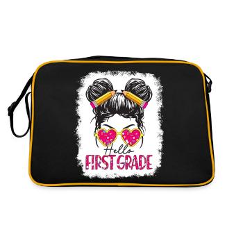 Hello 1st Grade Back To School First Day - Retro Bag - black/gold - Back