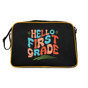Hello 1st Grade Back To School First Day - Retro Bag - black/gold - Back