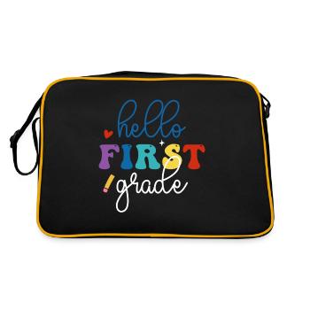 Hello 1st Grade Back To School First Day - Retro Bag - black/gold - Back