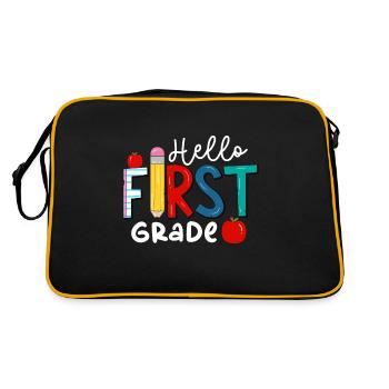 Hello 1st Grade Back To School First Day - Retro Bag - black/gold - Back