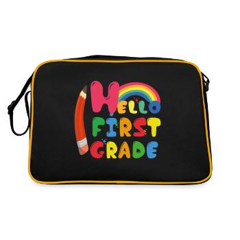 Hello 1st Grade Back To School First Day - Retro Bag - black/gold - Back