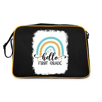 Hello 1st Grade Back To School First Day - Retro Bag - black/gold - Back