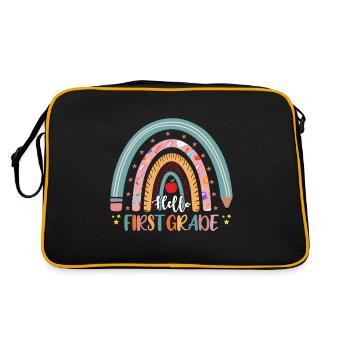 Hello 1st Grade Back To School First Day - Retro Bag - black/gold - Back