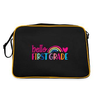 Hello 1st Grade Back To School First Day - Retro Bag - black/gold - Back