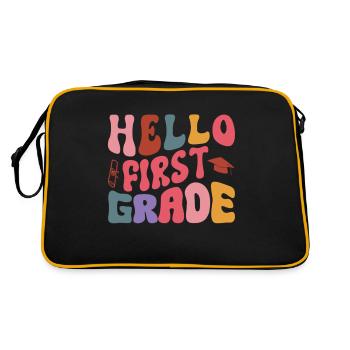 Hello 1st Grade Back To School First Day - Retro Bag - black/gold - Back