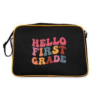 Hello 1st Grade Back To School First Day - Retro Bag - black/gold - Back