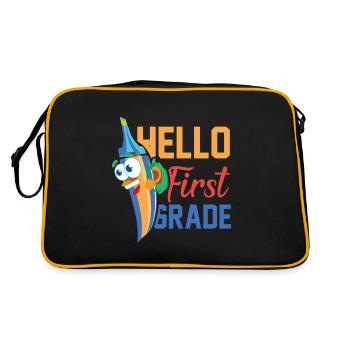 Hello 1st Grade Back To School First Day - Retro Bag - black/gold - Back