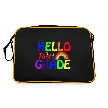 Hello 1st Grade Back To School First Day - Retro Bag - black/gold - Back