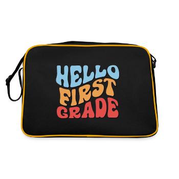 Hello 1st Grade Back To School First Day - Retro Bag - black/gold - Back