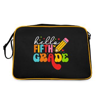 Hello 1st Grade Back To School First Day - Retro Bag - black/gold - Back