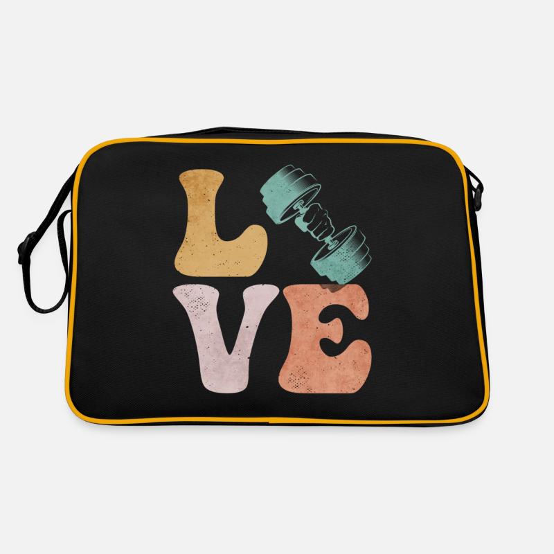 Bodybuilder Bodybuilding Gewichte - Retro Tasche - Schwarz/Gold