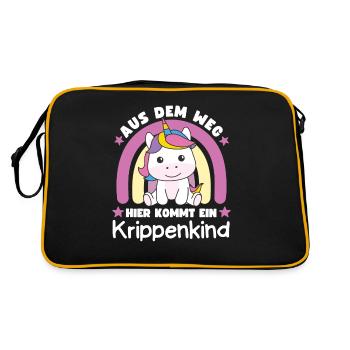 Aus Dem Weg Hier Kommt Ein Krippenkind - Retro Tasche - Schwarz/Gold - Hinten