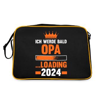 Werdender Opa 2041 - Retro Tasche - Schwarz/Gold - Hinten