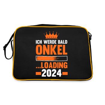 Werdender Onkel 2041 - Retro Tasche - Schwarz/Gold - Hinten