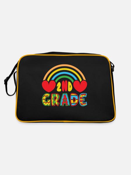 Zweite Klasse Rainbow Girls Jungen Lehrerteam 2. - Retro Tasche - Schwarz/Gold - Hinten