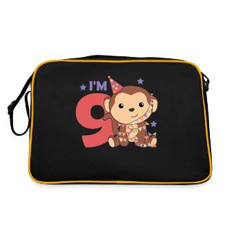 Singe pour le neuvième anniversaire des enfants de 9 ans - Sac Retro - noir/or - Dos