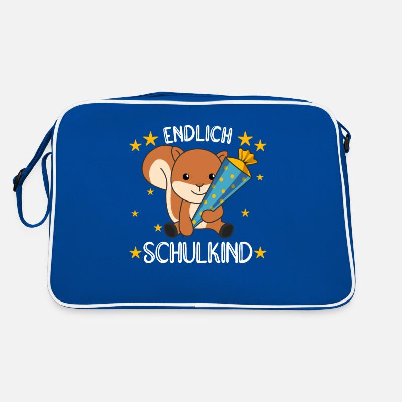 endlich Schulkind Einschulung Schule Eichhörnchen Retro Tasche