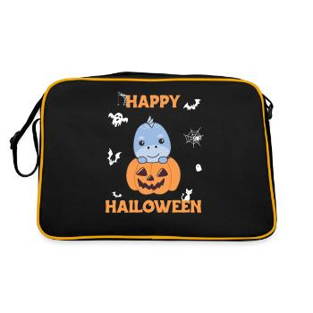 Dino in pumpkin cute dinos Happy Halloween - Retro Bag - black/gold - Back