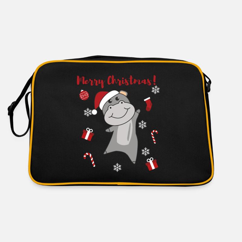 Hippopotame Joyeux Noël Animaux d’hiver Hippopotames Sac Retro