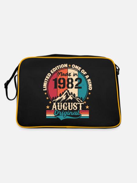 1982 August | August 1982 birthday Aged Perfectly - Retro Bag - black/gold - Back
