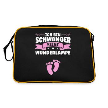 Ich bin schwanger und keine Wunderlampe - Retro Tasche - Schwarz/Gold - Hinten