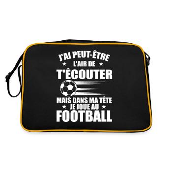 Dans matête je joue au football Cadeau Humour Foot - Sac Retro - noir/or - Dos