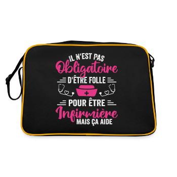 Verrückt und Krankenschwester Humor Krankenschwester Geschenk - Retro Tasche - Schwarz/Gold - Hinten