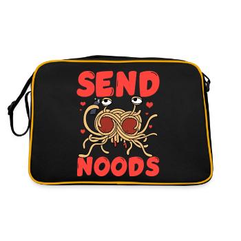 Lustiges Fliegendes Spaghettimonster FSM Pastafari - Retro Tasche - Schwarz/Gold - Hinten
