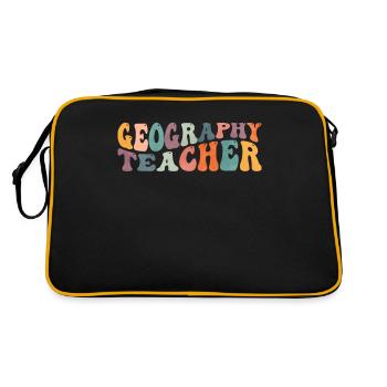 Groovy Geographielehrer Geograph Kartenunterricht - Retro Tasche - Schwarz/Gold - Hinten