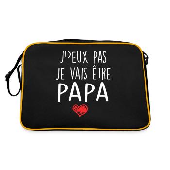 Papa Fête des Pères Naissance Bébé Anniversaire - Sac Retro - noir/or - Dos