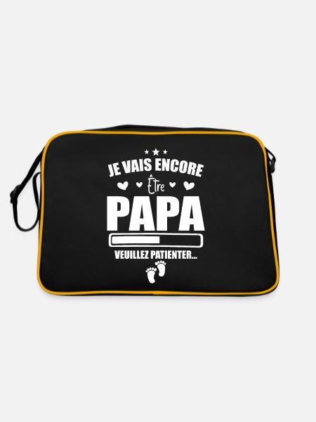 Je Vais Encore être Papa - Cadeau Futur Papa - Sac Retro - noir/or - Dos