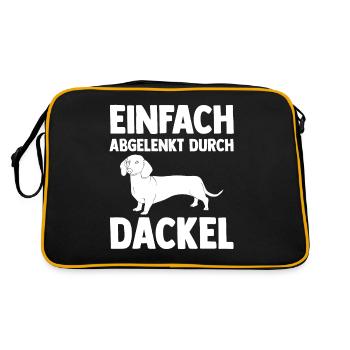 Hund Dackel - Retro Tasche - Schwarz/Gold - Hinten