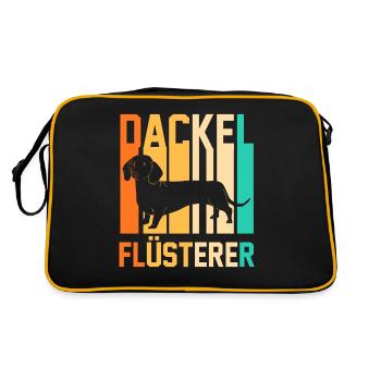 Hund Dackel - Retro Tasche - Schwarz/Gold - Hinten