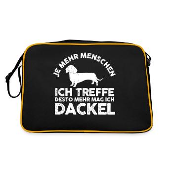 Hund Dackel - Retro Tasche - Schwarz/Gold - Hinten
