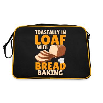 Lustig Toastally In Laib Mit Brot Backen Bäcker - Retro Tasche - Schwarz/Gold - Hinten