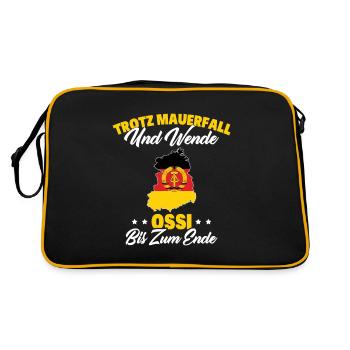 Trotz Mauerfall Und Wende Ossi Bis Zum Ende - Retro Tasche - Schwarz/Gold - Hinten