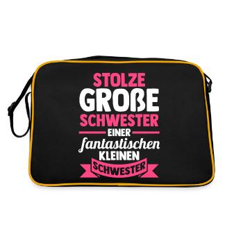 Geschwister Schwestern Schwester - Retro Tasche - Schwarz/Gold - Hinten